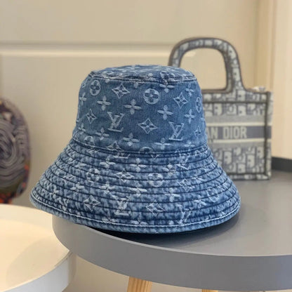 Luxury Monogram Wide Brim Denim Sun Hat | Luxury Designer UV Protection Hat-s2 mysite