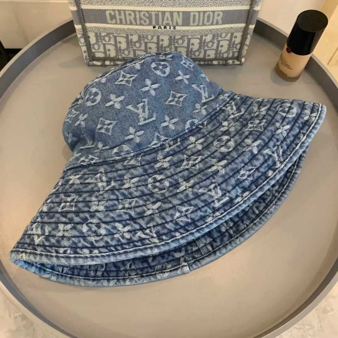 Luxury Monogram Wide Brim Denim Sun Hat | Luxury Designer UV Protection Hat-s2 mysite