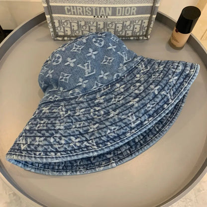 Luxury Monogram Wide Brim Denim Sun Hat | Luxury Designer UV Protection Hat-s2 mysite