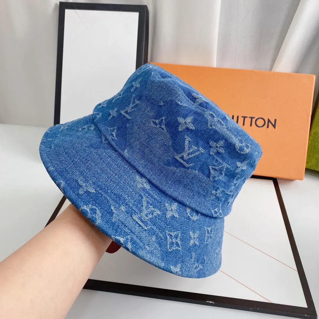 Luxury 1v Monogram Jacquard Denim Bucket Hat for Men & Women-s2 mysite