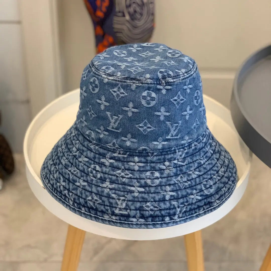 Luxury Monogram Wide Brim Denim Sun Hat | Luxury Designer UV Protection Hat-s2 mysite