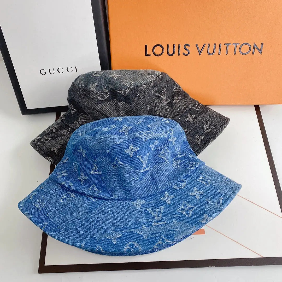 Luxury 1v Monogram Jacquard Denim Bucket Hat for Men & Women-s2 mysite