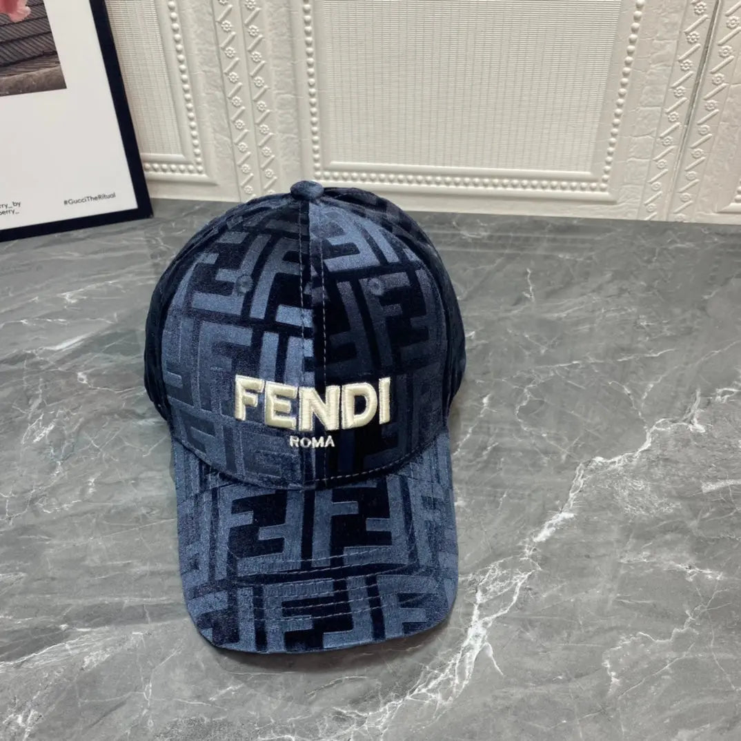 Luxury FF Gold Velvet Baseball Cap | Luxury Designer Adjustable Hat-s2 mysite