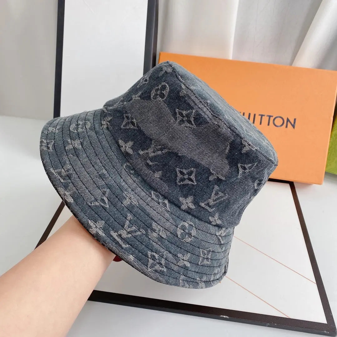 Luxury 1v Monogram Jacquard Denim Bucket Hat for Men & Women-s2 mysite