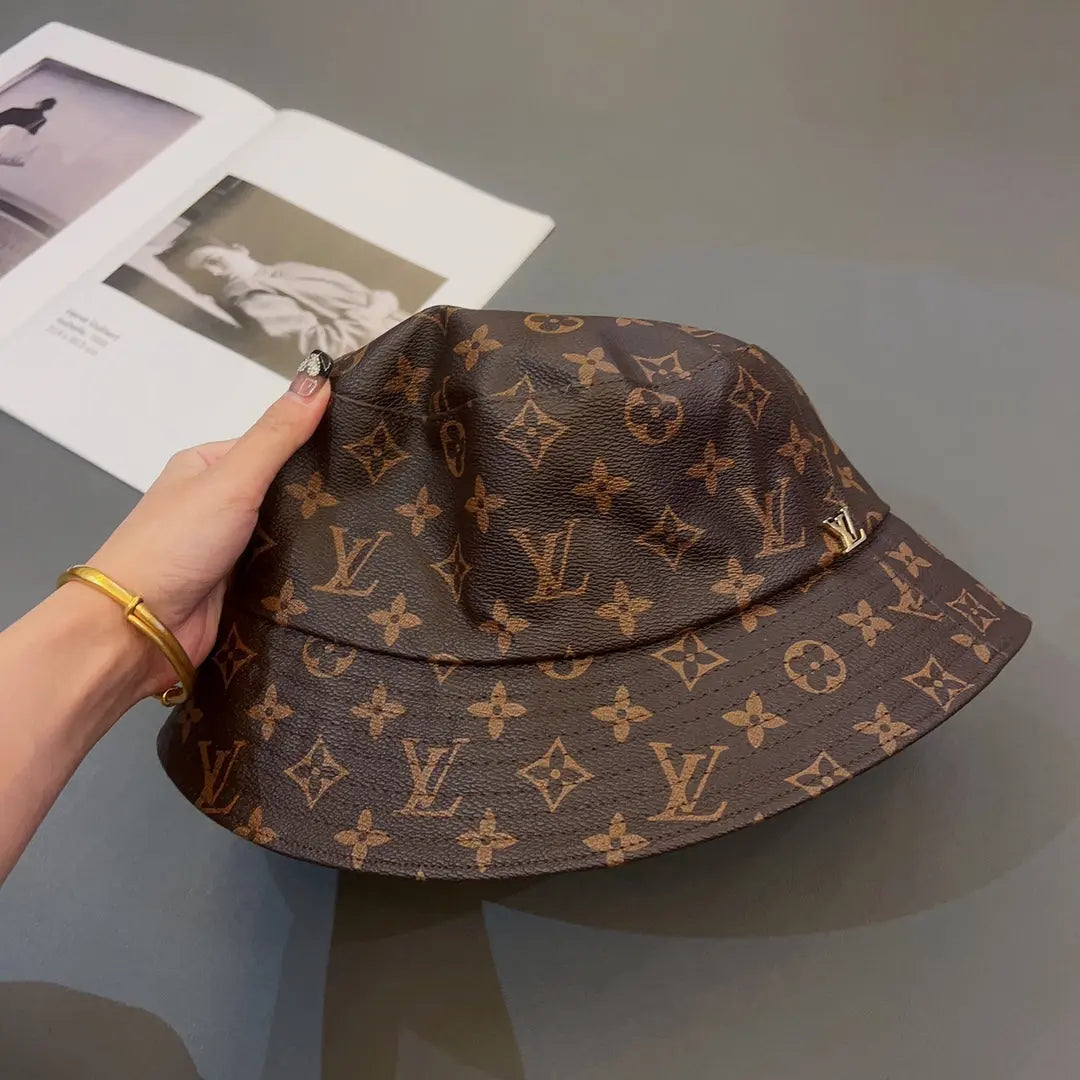 Luxury Monogram Leather Bucket Hat | Luxury Designer 1v Hat-s2 mysite