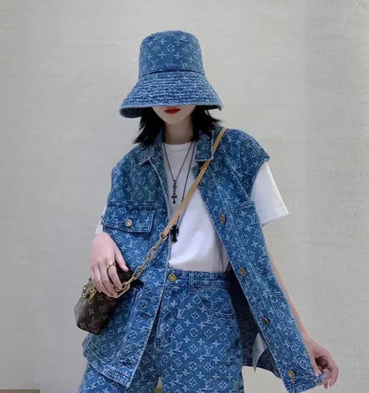 Luxury Monogram Wide Brim Denim Sun Hat | Luxury Designer UV Protection Hat-s2 mysite