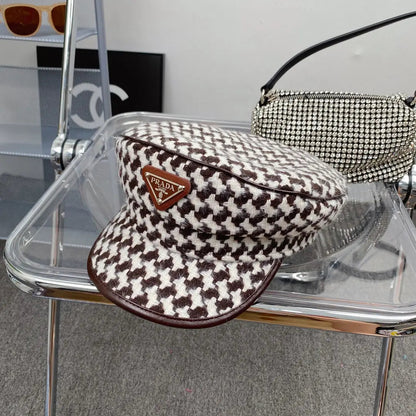 Fashion Houndstooth Cotton Bucket Hat | Luxury Designer Checkered Sun Hat-s2 mysite