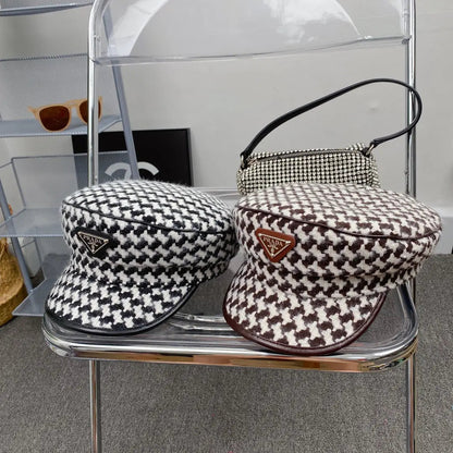 Fashion Houndstooth Cotton Bucket Hat | Luxury Designer Checkered Sun Hat-s2 mysite