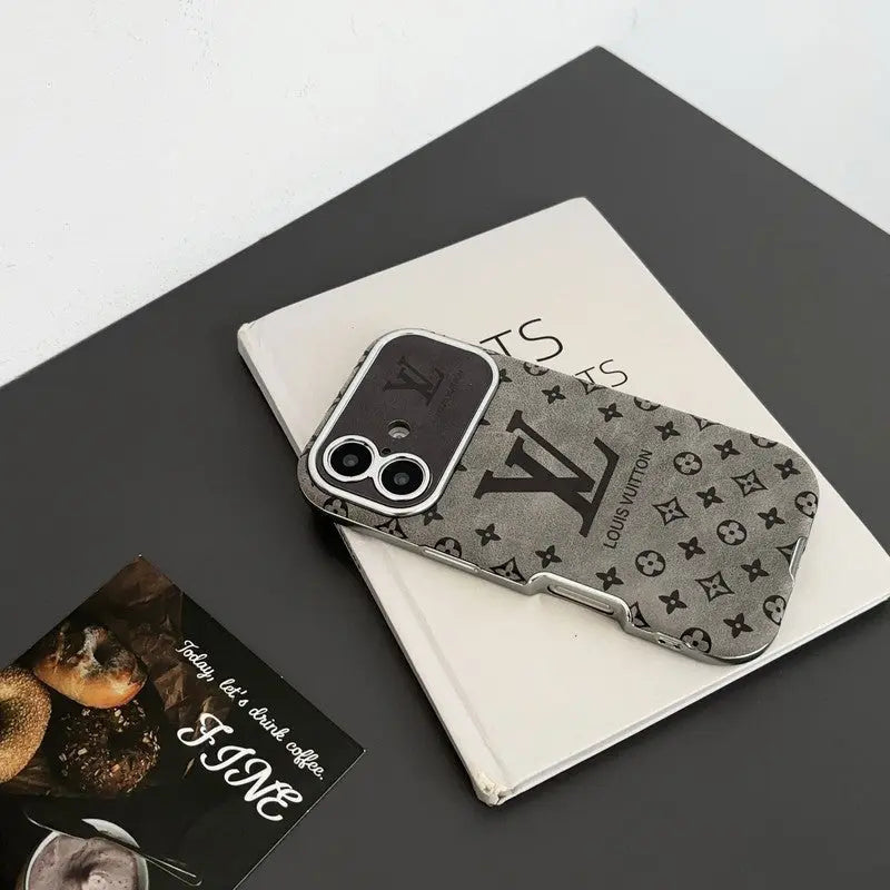 Luxury Brown & Black Color Leather iPhone Case-s2 mysite