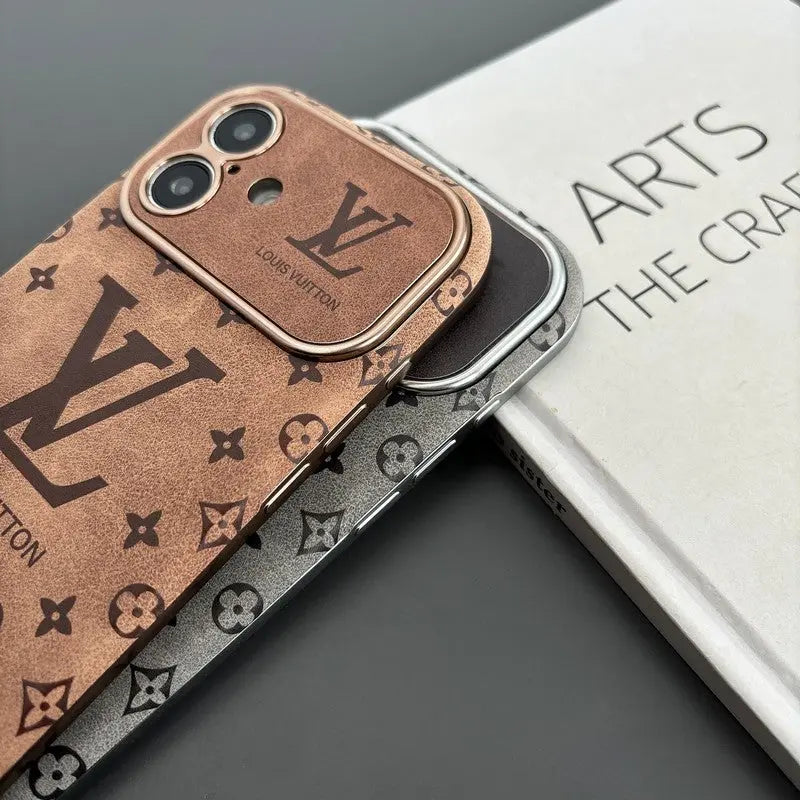 Luxury Brown & Black Color Leather iPhone Case-s2 mysite