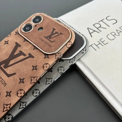 Luxury Brown & Black Color Leather iPhone Case-s2 mysite