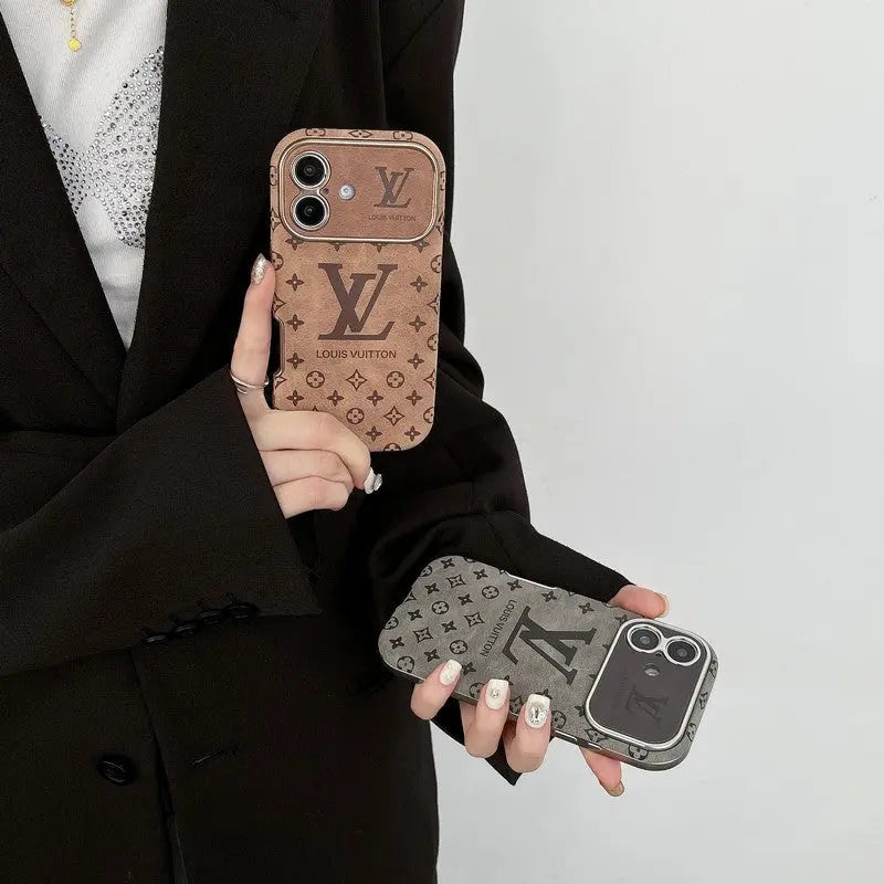 Luxury Brown & Black Color Leather iPhone Case-s2 mysite