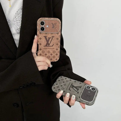 Luxury Brown & Black Color Leather iPhone Case-s2 mysite