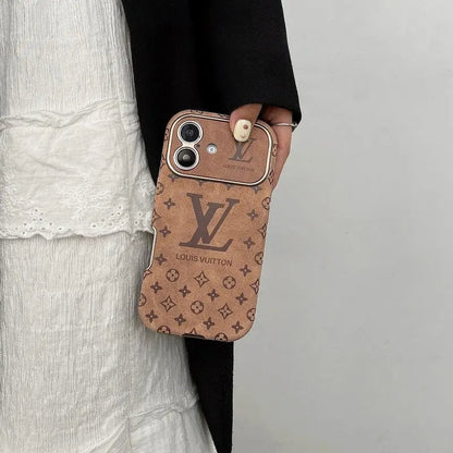 Luxury Brown & Black Color Leather iPhone Case-s2 mysite