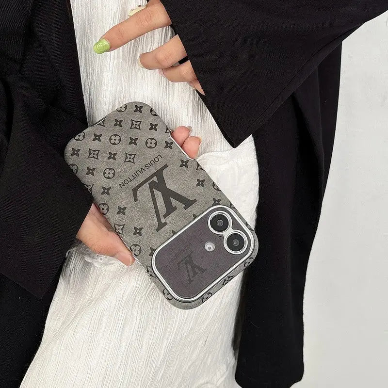 Luxury Brown & Black Color Leather iPhone Case-s2 mysite