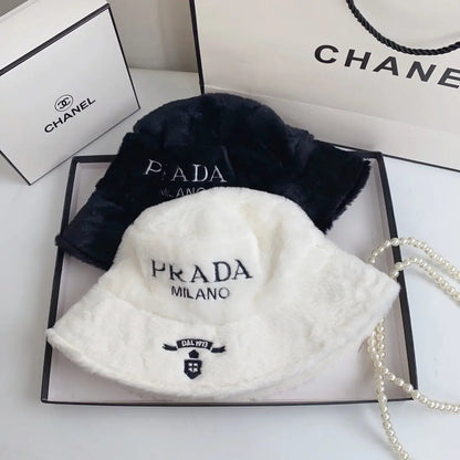 Fashion Milano Plush Faux Fur Bucket Hat | Luxury Designer Winter Hat-s2 mysite