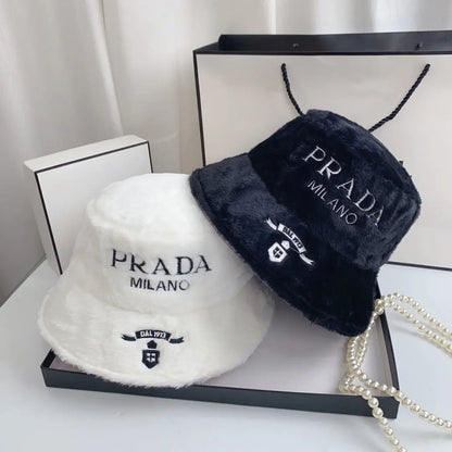 Fashion Milano Plush Faux Fur Bucket Hat | Luxury Designer Winter Hat-s2 mysite