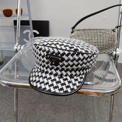 Fashion Houndstooth Cotton Bucket Hat | Luxury Designer Checkered Sun Hat-s2 mysite