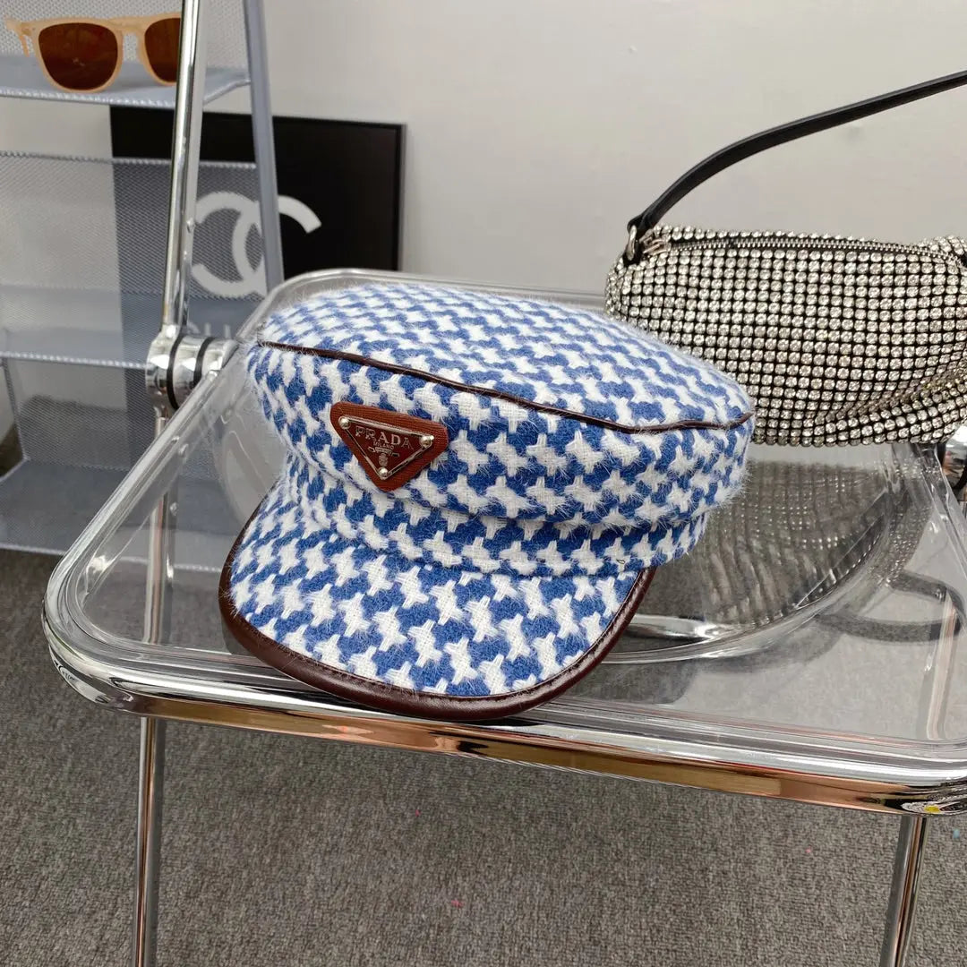 Fashion Houndstooth Cotton Bucket Hat | Luxury Designer Checkered Sun Hat-s2 mysite