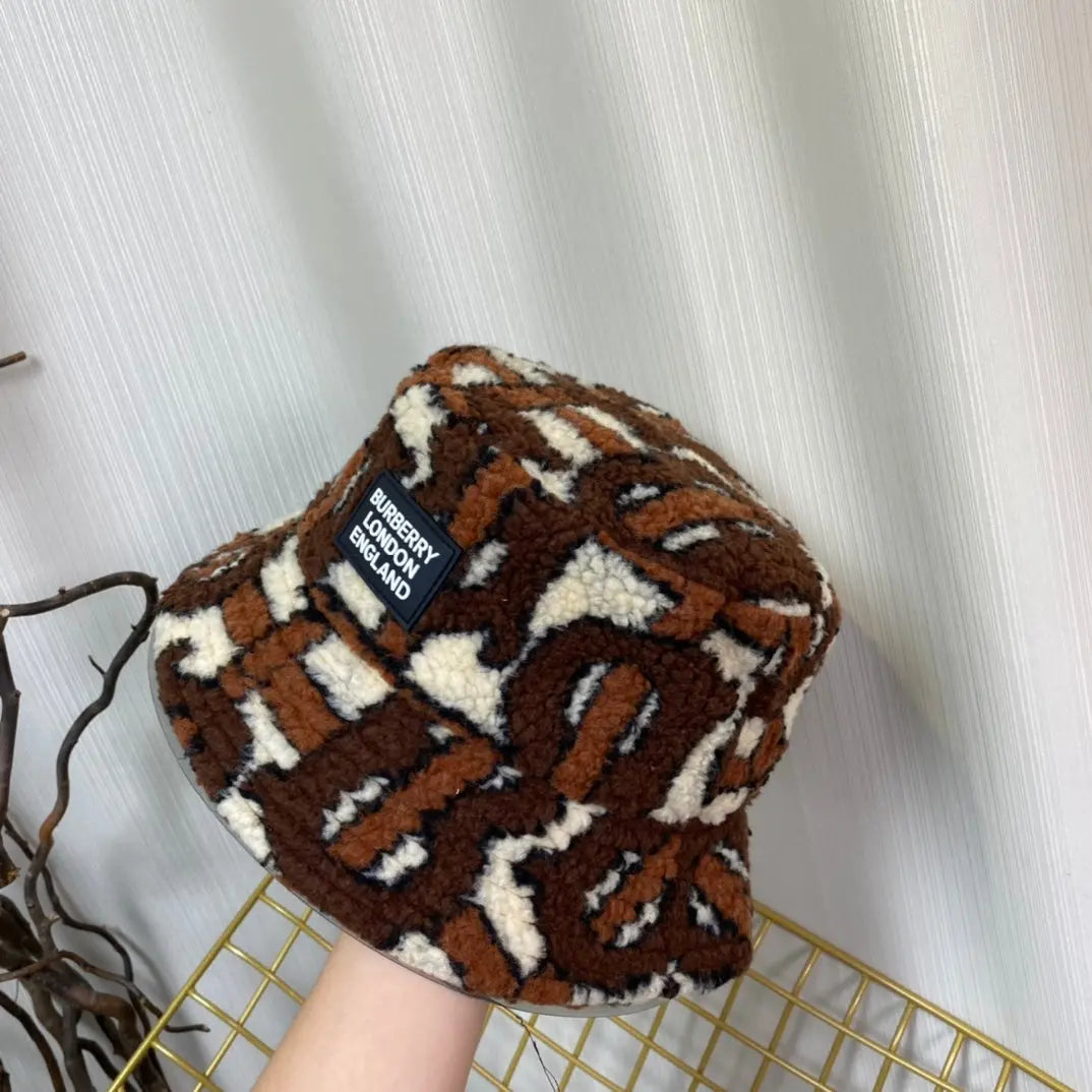 Luxury Check Lamb Wool Bucket Hat | Luxury Designer Winter Hat-s2 mysite