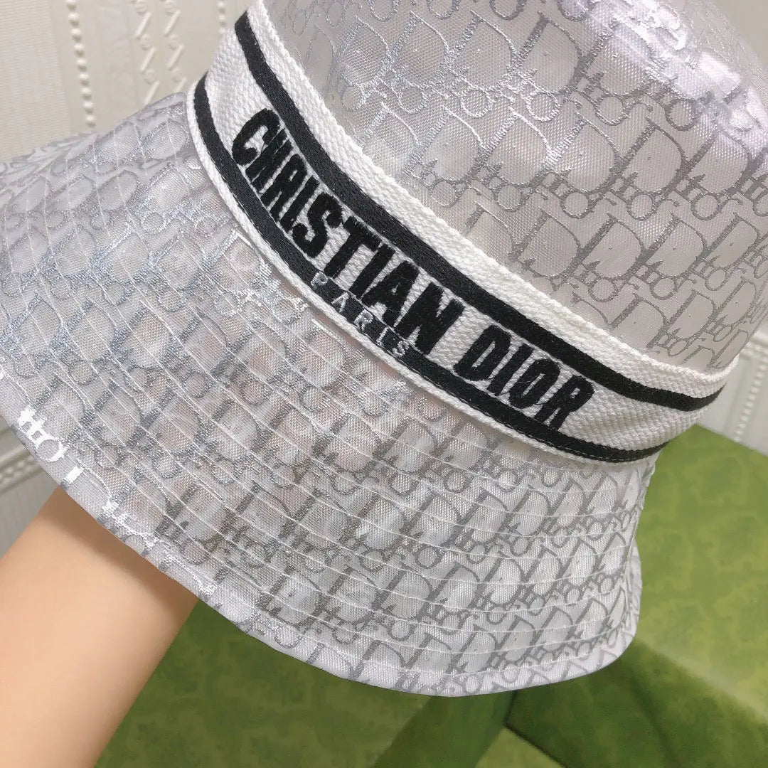 Vintage Sheer Organza Logo Bucket Hat for Women & Men-s2 mysite