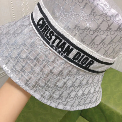 Vintage Sheer Organza Logo Bucket Hat for Women & Men-s2 mysite
