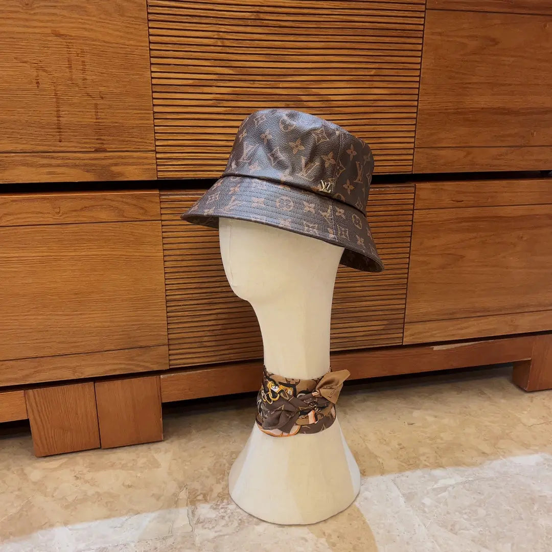 Luxury Monogram Leather Bucket Hat | Luxury Designer 1v Hat-s2 mysite