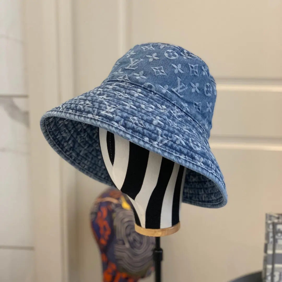Luxury Monogram Wide Brim Denim Sun Hat | Luxury Designer UV Protection Hat-s2 mysite