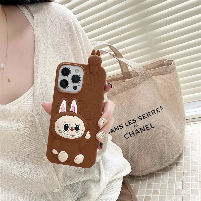 Cute Cartoon Labubu 3d Silicon Case | Brown Pink - iPhone Case-s2 mysite