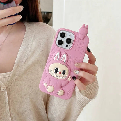 Cute Cartoon Labubu 3d Silicon Case | Brown Pink - iPhone Case-s2 mysite