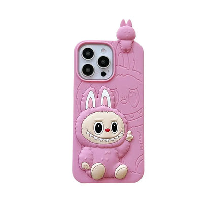 Cute Cartoon Labubu 3d Silicon Case | Brown Pink - iPhone Case-s2 mysite