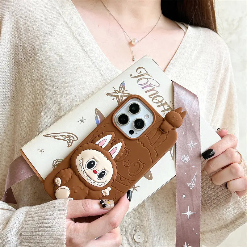 Cute Cartoon Labubu 3d Silicon Case | Brown Pink - iPhone Case-s2 mysite