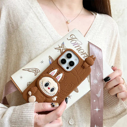 Cute Cartoon Labubu 3d Silicon Case | Brown Pink - iPhone Case-s2 mysite