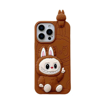Cute Cartoon Labubu 3d Silicon Case | Brown Pink - iPhone Case-s2 mysite