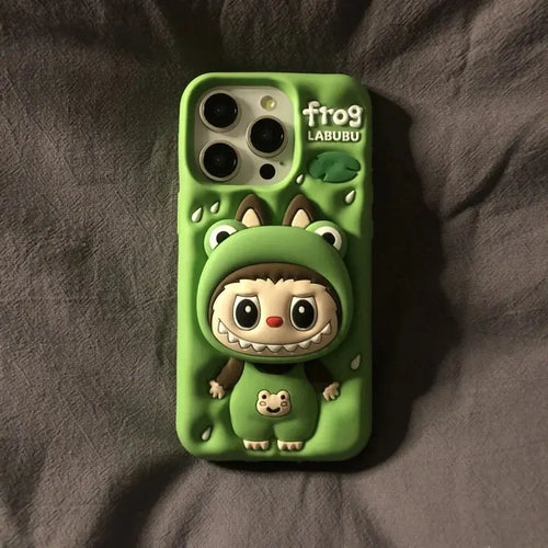 Cute Cartoon Labubu Zimomo Silicone with Stand | Brown/Pink - iPhone Case-s2 mysite