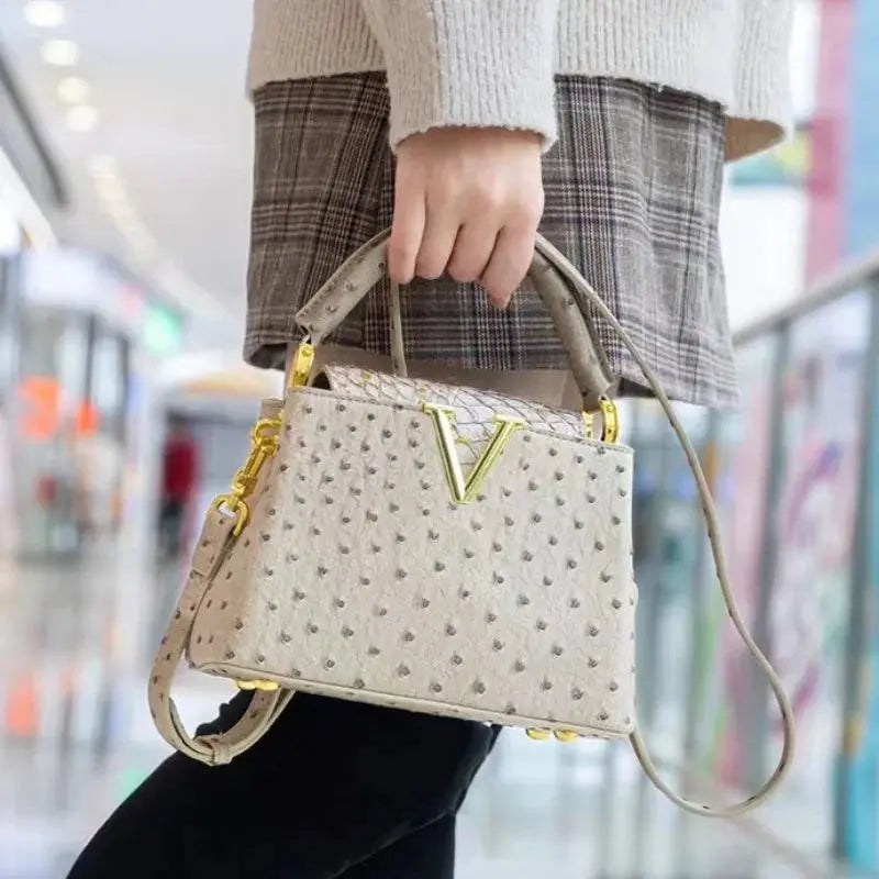 Luxury High-End Handbag -  Spring Fashion Ostrich Pattern Crossbody Shoulder Bag-18 mysite