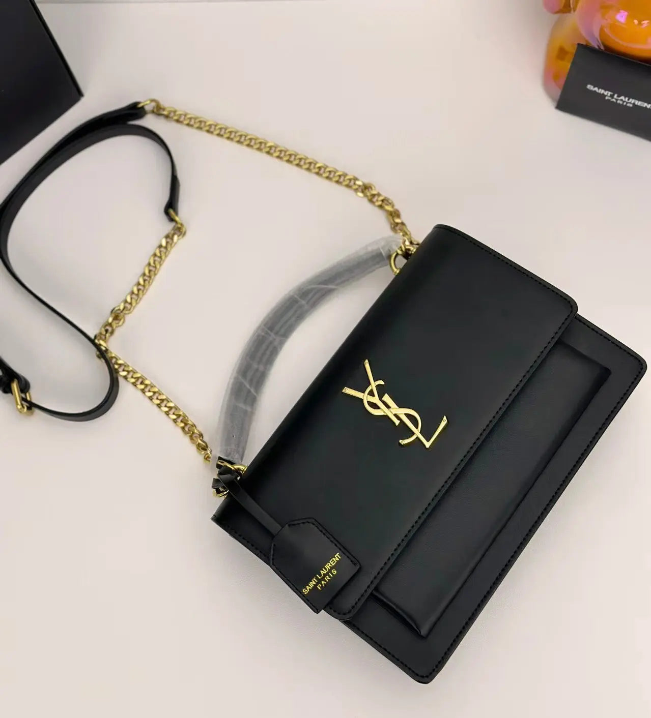 Elegant Gold-Chain Structured Leather Shoulder Bag-18 mysite