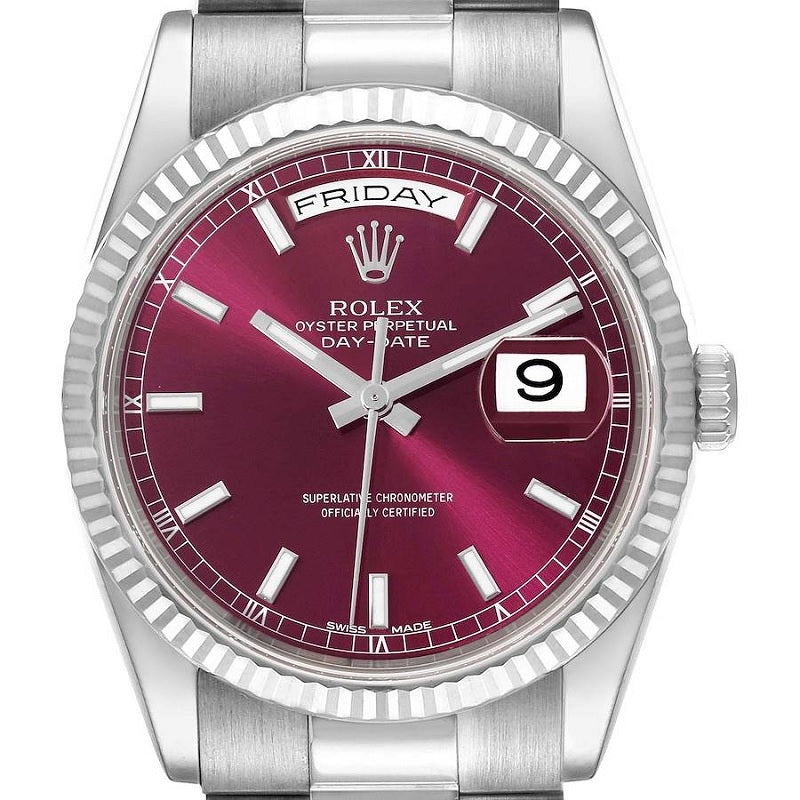 Luxury Automatic Watch for Men Mechanical Wristwatch Stainless Steel Day/Date Red Dial 100203