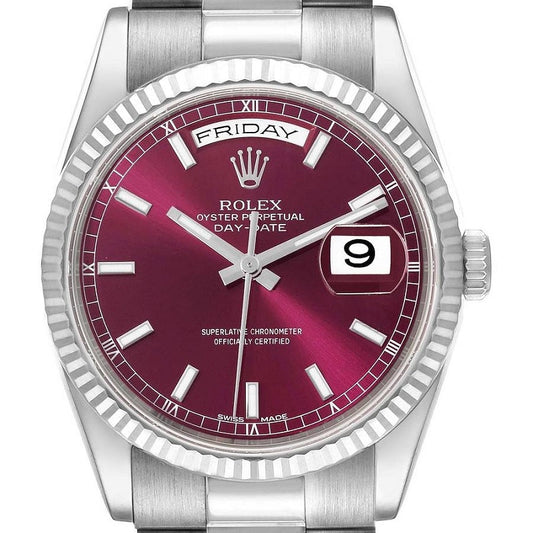 Luxury Automatic Watch for Men Mechanical Wristwatch Stainless Steel Day/Date Red Dial 100203