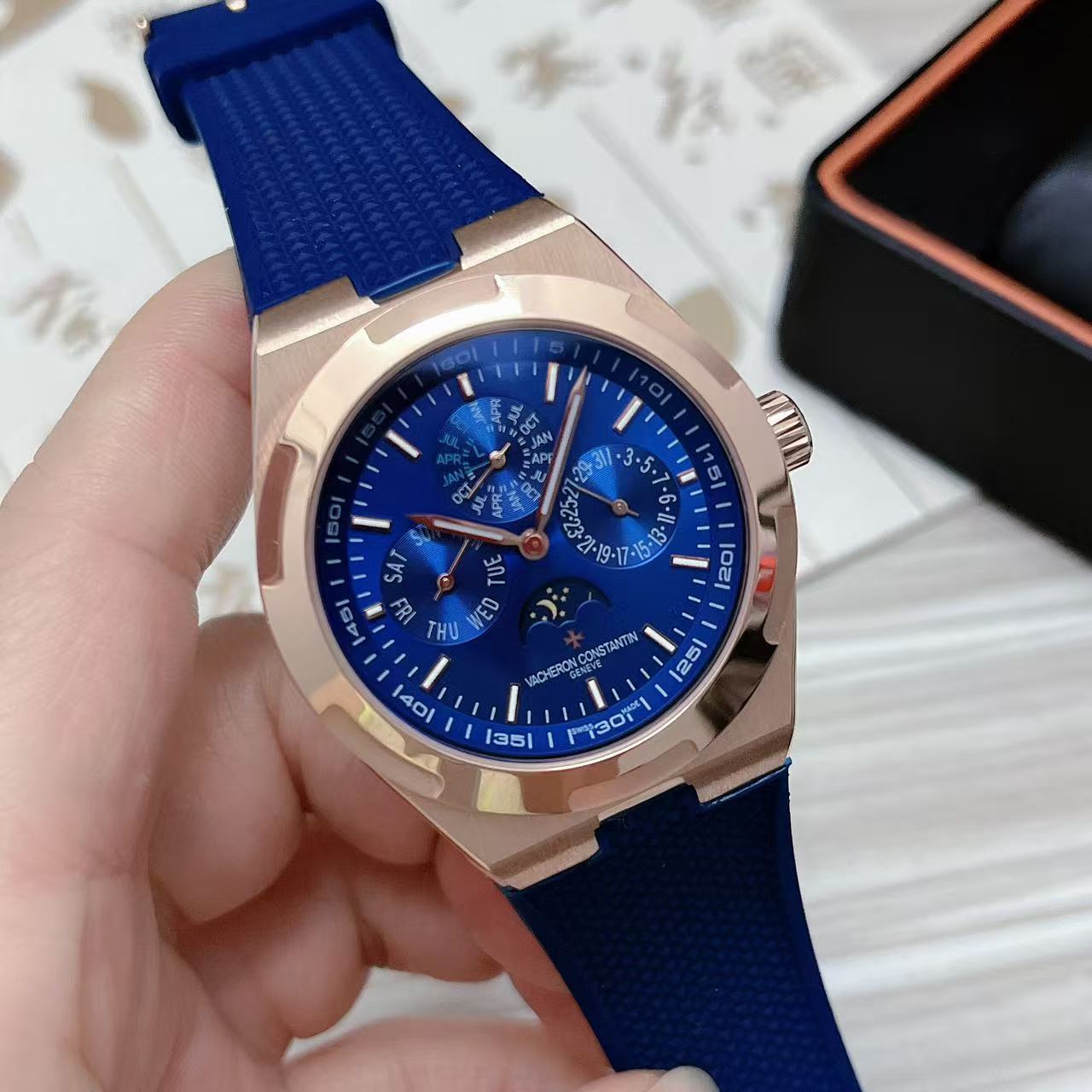 Luxury Automatic Mechanical Watch for Men Stainless Steel Overseas Moonphase 41mm Wristwatch