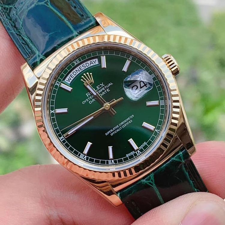 Automatic Watch Replica daydate leather blet green 061326