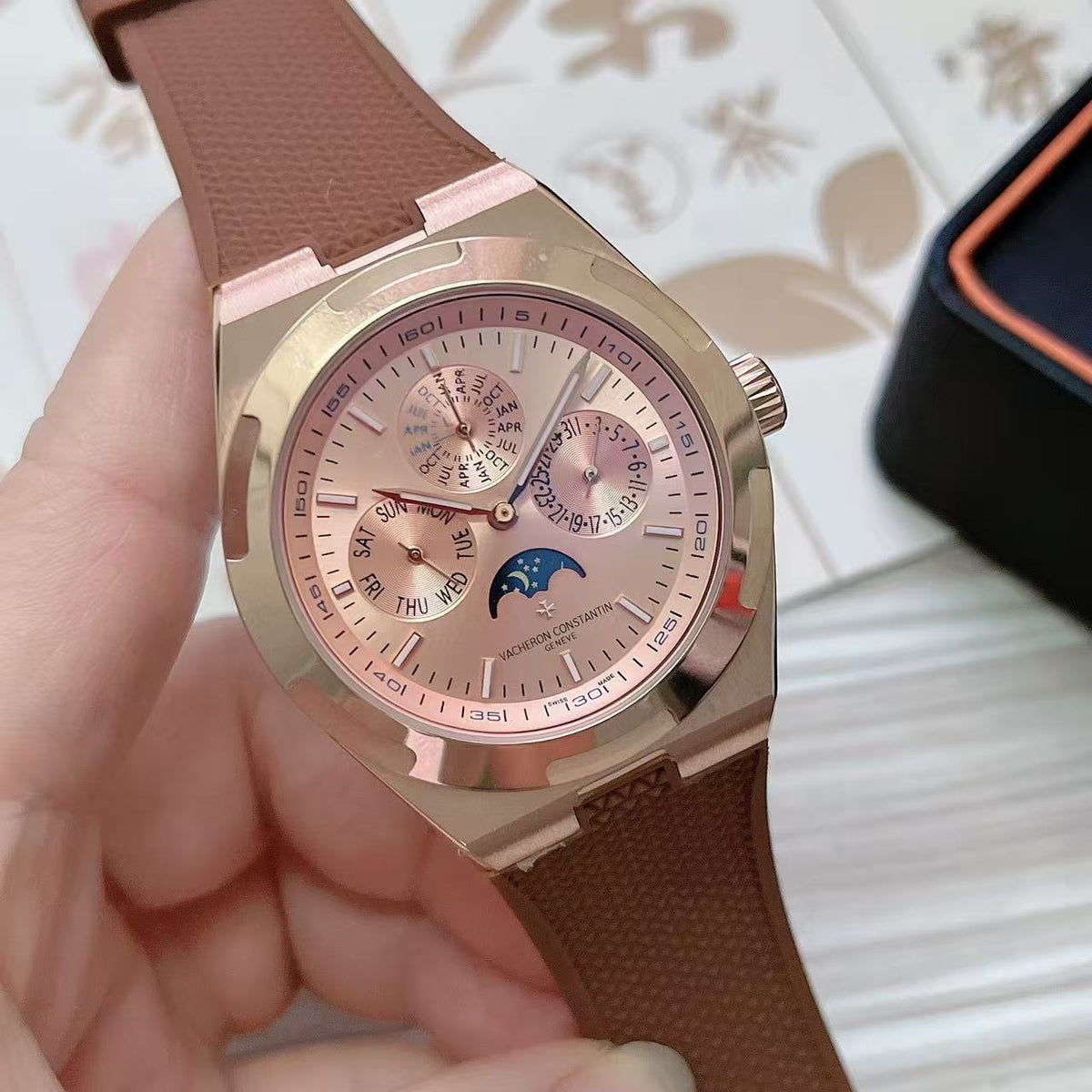 Luxury Automatic Mechanical Watch for Men Stainless Steel Overseas Moonphase 41mm Wristwatch