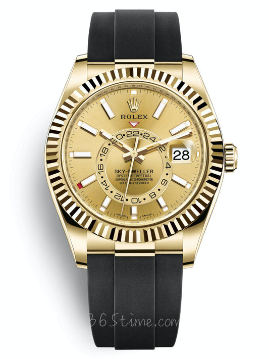 Automatic Watch for Men Replica Sky Dweller Black Dial Rubber Belt 40mm R061330