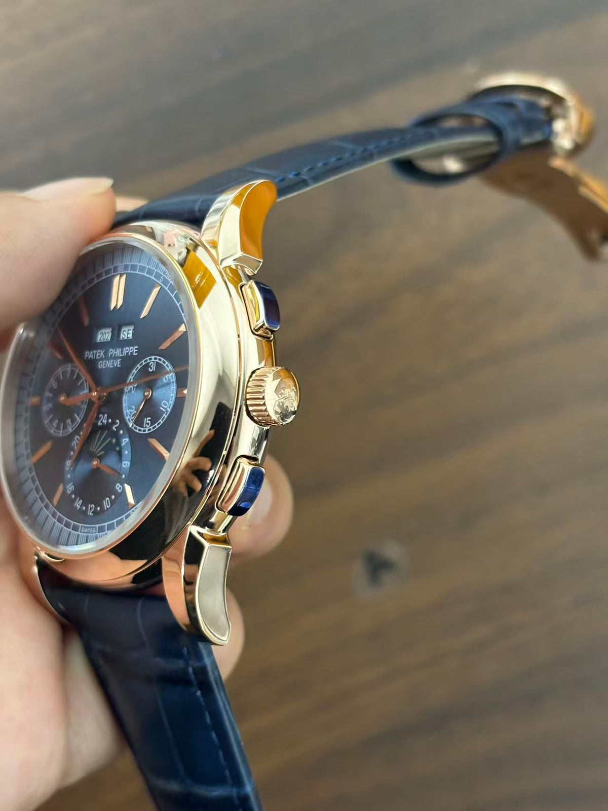 Replica Leather Moon Phase Stainless Steel Automatic Mechanical Watch 40mm