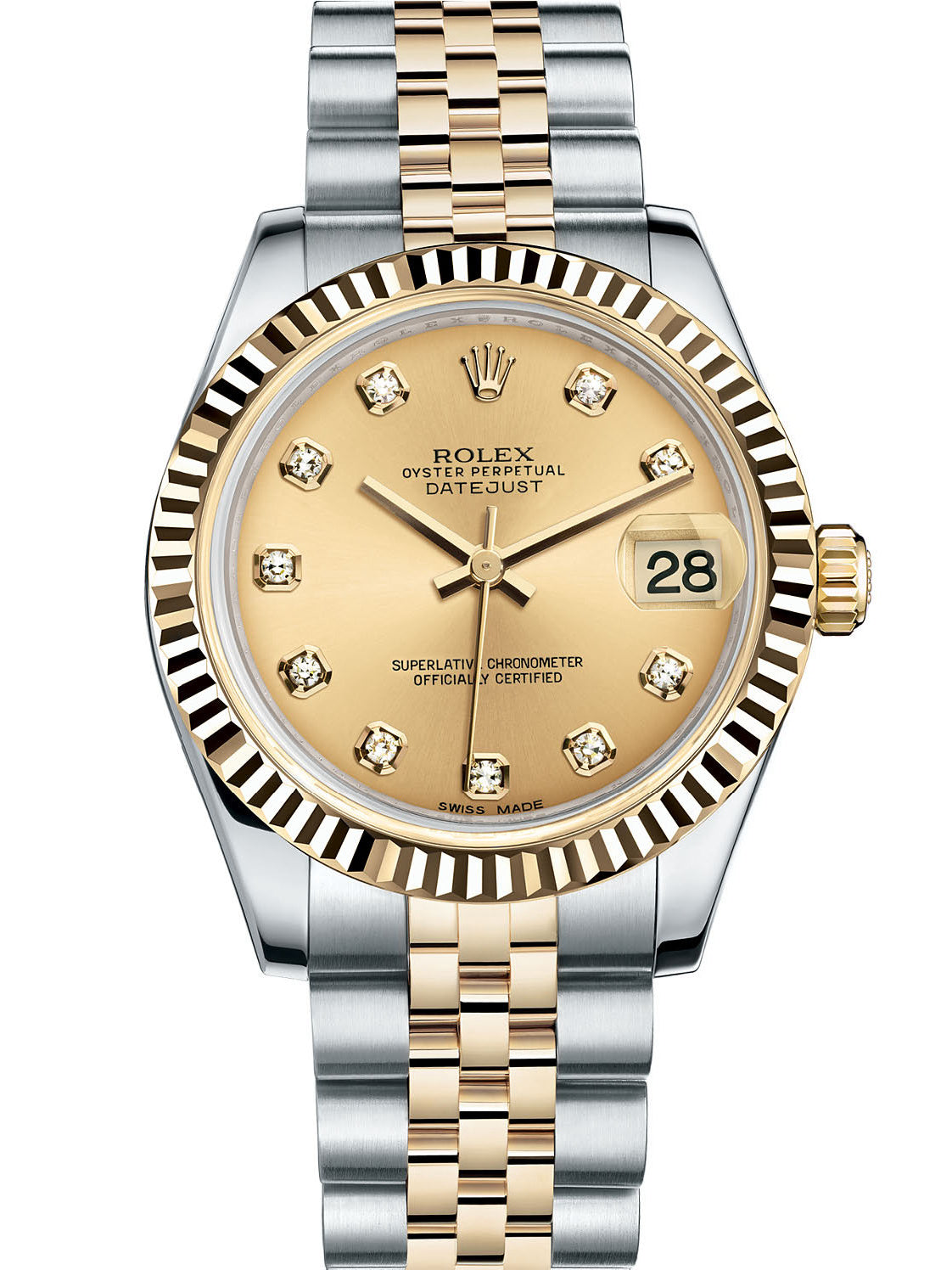 Automatic 31mm Women Watch Replica Datejust Gold Belt 061308