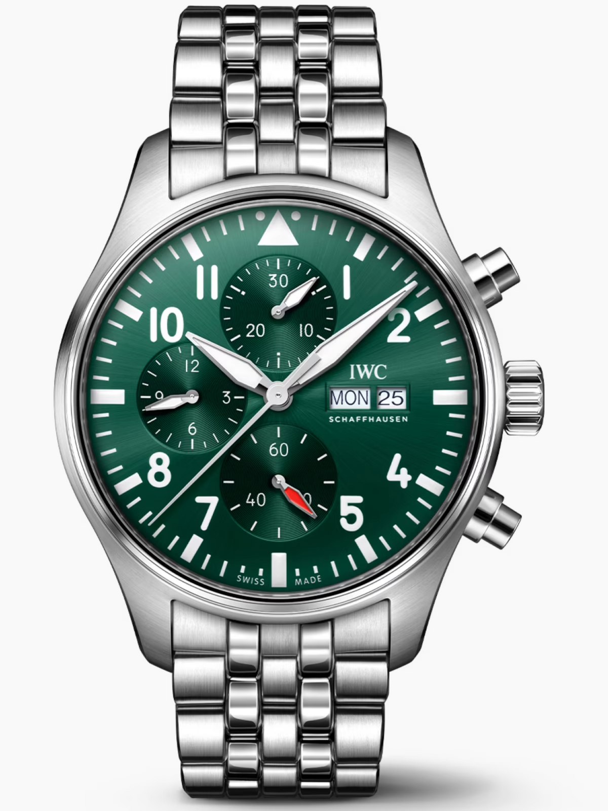 Replica Pilot’s Watch Chronograph, Ref. IW378006 (Stainless Steel Bracelet, Green Dial, 43mm) VK63 Quartz Movement