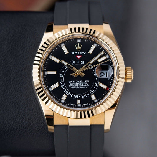 Automatic Watch for Men Replica Sky Dweller Black Dial Rubber Belt 40mm R061212