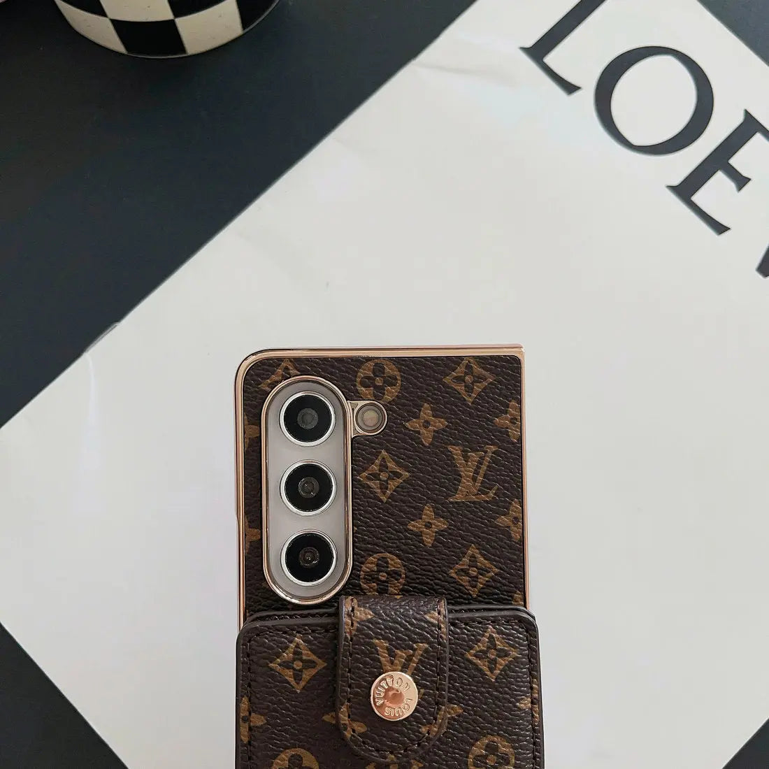 LUXURY ELECTROPLATING MONOGRAM CARD HOLDER CROSSBODY SAMSUNG Z FOLD CASE-1 mysite
