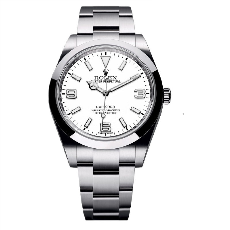 Luxury Automatic Watch for Men Mechanical Wristwatch Stainless Steel Explorer White Dial 100302