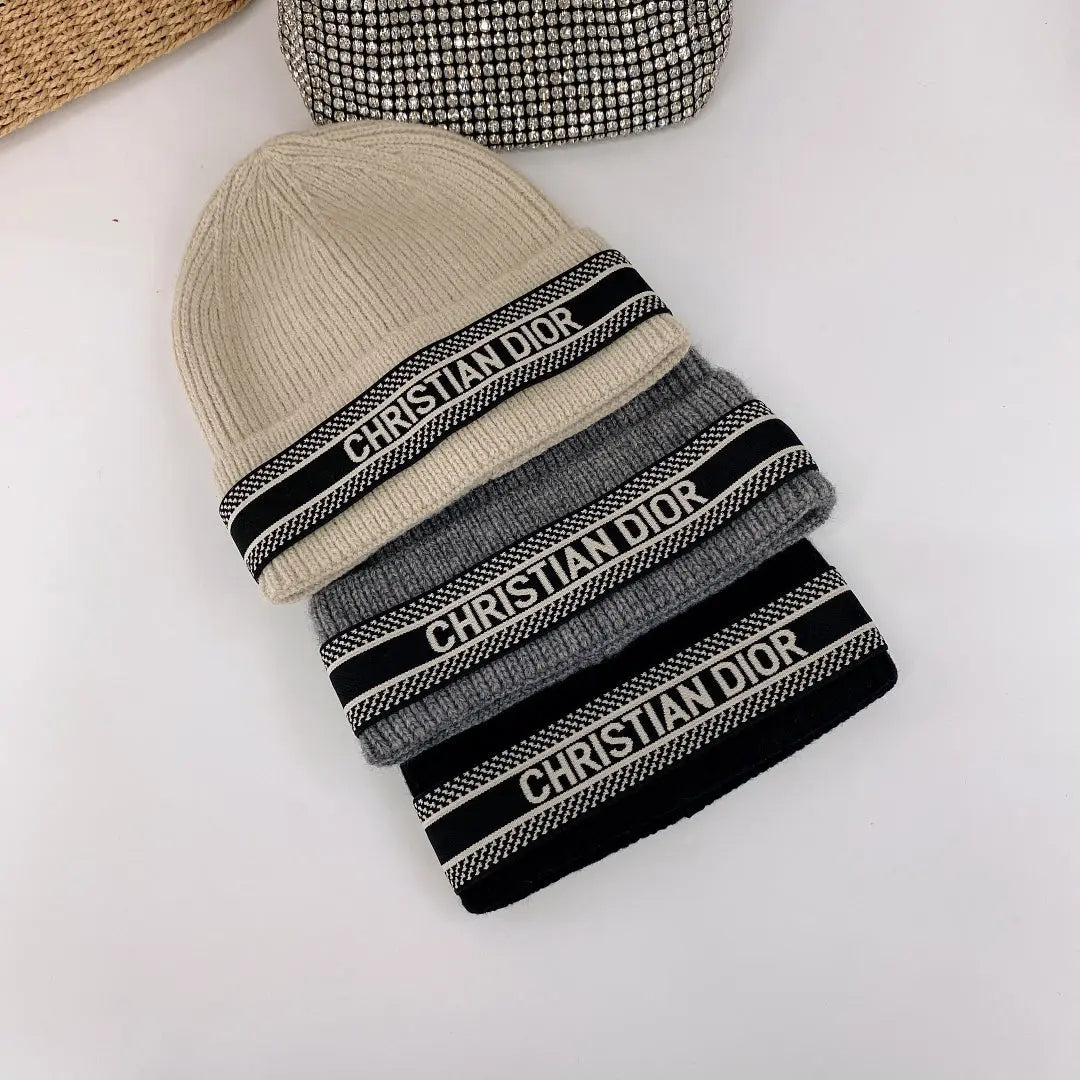 Vintage Oblique Wool Knit Beanie | Luxury Designer Winter Hat-s2 mysite